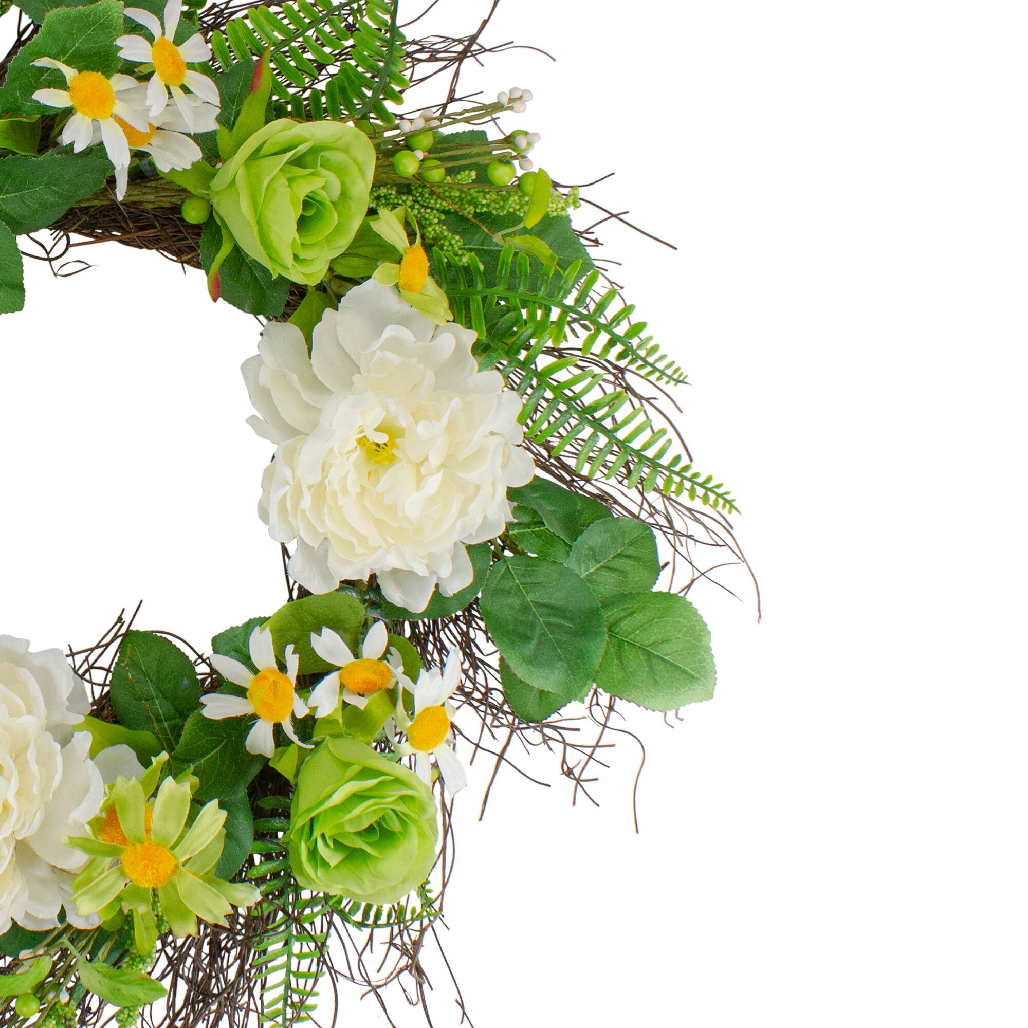 Mixed Floral Artificial Spring Wreath 22"